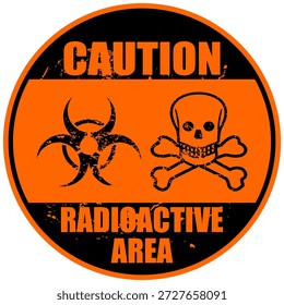 Precaución, área radiactiva, Vector de la etiqueta engomada