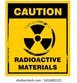 caution, radioactive materials, label and sign