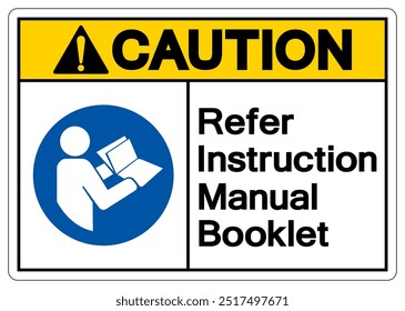 Cuidado Consulte A Instrução Manual Booklet Symbol Sign, Vetor Illustration, Isolated On White Background Label. EPS10 