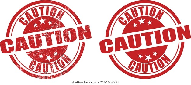 Caution retro stamp, seal vector design