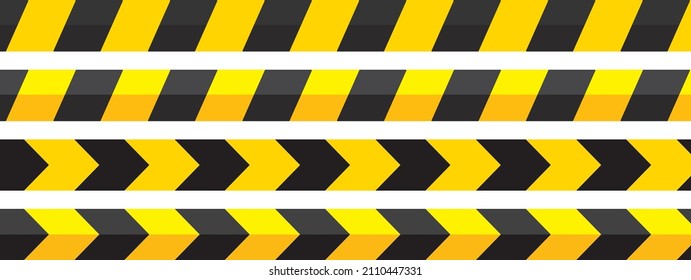 Caution ribbons. Restricted area or under construction website. Vector set.