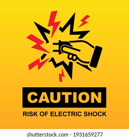 Caution Risk Of Electric Shock Sign Isolated On Background Vector Illustration.