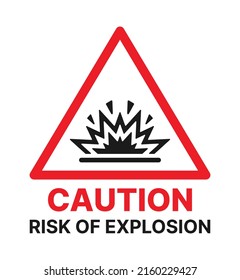 Caution risk of explosion, vector isolated on white background.