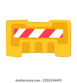 caricatura sobre la barrera vial de precaución. paro de seguridad, reparación de autopistas, señalización de la barrera de la cautela de los conos fronterizos. ilustración vectorial de símbolo aislado