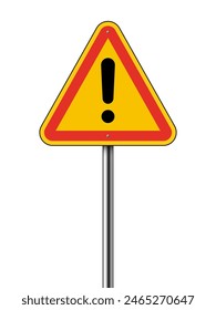 Caution road sign with exclamation mark