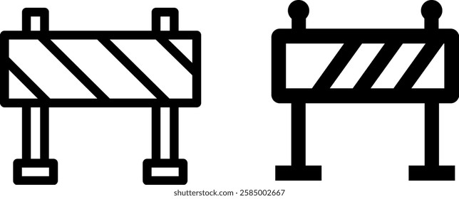 Caution Roadblock Symbol Vector Icon Set