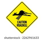 Caution Roadkill sign, Vector illustration, transparent background (png)