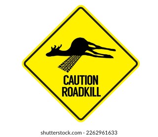 Caution Roadkill sign, Vector illustration, transparent background (png)