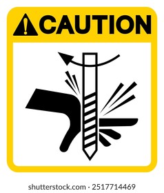 Señal giratoria del símbolo del peligro del corte, Ilustración vectorial, aislada en la etiqueta blanca del fondo .EPS10