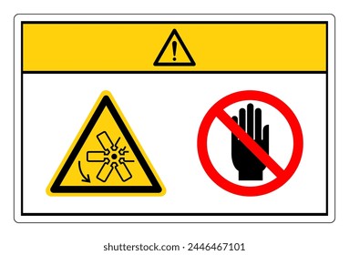 Caution Rotating Fan Blade Do Not Touch Symbol Sign, Vector Illustration, Isolate On White Background Label. EPS10