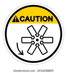 Advertencia Rotación Símbolo de la hoja del ventilador, Ilustración del vector, Aislamiento en la etiqueta de fondo blanco .EPS10
