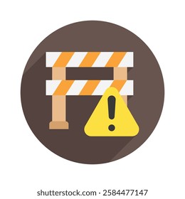 Caution rounded flat color icon, mini, small illustration. use for modern concept, print, UI, UX kit, web and app development. Vector EPS 10, related to industrial, business, finance, investment.