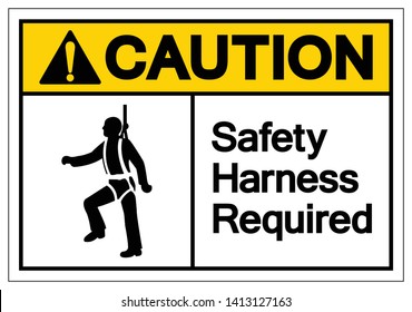 Caution Safety Harness Required Symbol Sign, Vector Illustration, Isolate On White Background Label. EPS10