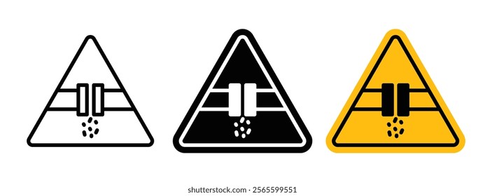 Caution safety leak of water or chemical material sign vector in black and yellow colors