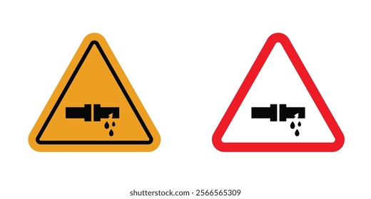 Caution safety leak of water or chemical material signs in black and color style