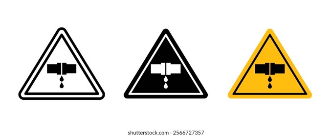 Caution safety leak of water or chemical material signs vector collection pack