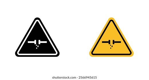 Caution safety leak of water or chemical material signs. vector signs set