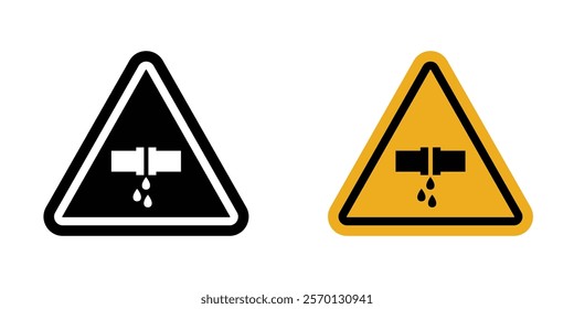 Caution safety leak of water or chemical material sign vectors in flat syle