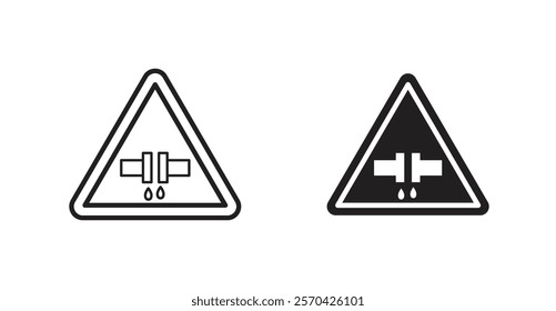 Caution safety leak of water or chemical material vectors web signs set