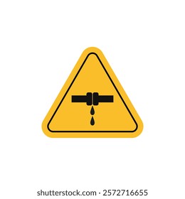 Caution safety leak of water or chemical material sign flat line symbol set.