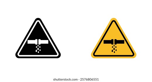 Caution safety leak of water or chemical material signs vector pack for web designs