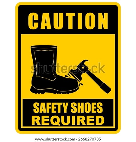 Caution, Safety shoes required, sign vector