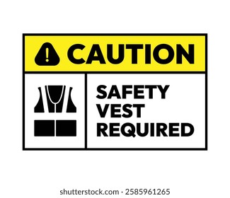 Caution Safety Vest Required Sign High Quality Vectorial Image