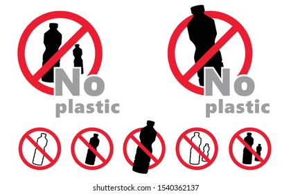 Caution Say no to plastic bottles bottle Vector icon icons sign fun funny safe planet oceans safety first No Ban stop Pollution problem ecology Ecological save world concept drink drinks cup cups