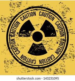 caution seal over vintage background vector illustration