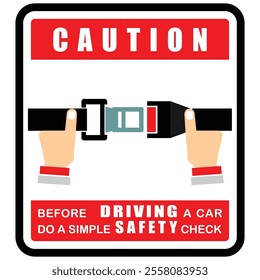 Caution, seat belt, sticker vector