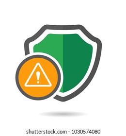 Caution shield icon. Vector illustration