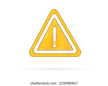 Signo de precaución 3d. Etiqueta de advertencia de peligro. Peligro, atención e importante signo de exclamación en triángulo. Elemento de diseño de representación vectorial realista.