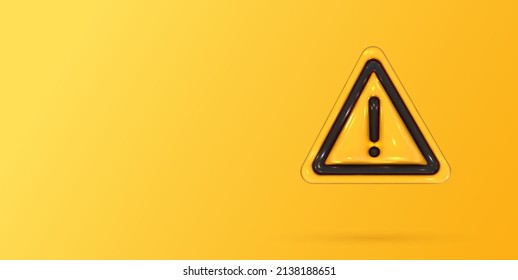 Caution sign 3d. Hazard warning sticker. Danger, attention and important exclamation mark in triangle. Realistic vector render design element.