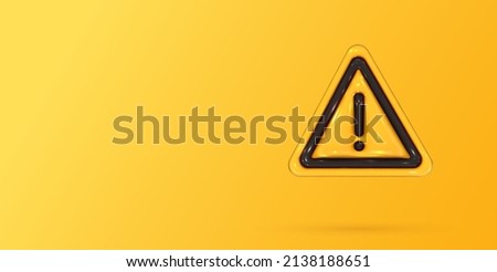 Caution sign 3d. Hazard warning sticker. Danger, attention and important exclamation mark in triangle. Realistic vector render design element.