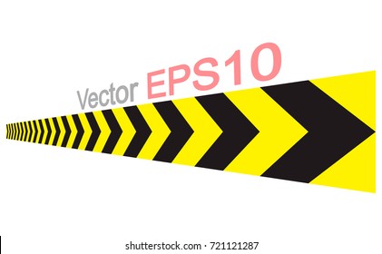 CAUTION sign. arrow yellow and black color.  The hazard warning for text and symbols filled.