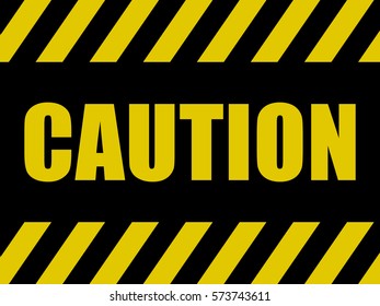 Caution Sign Background. Black And Yellow Board