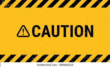 Caution sign with black yellow striped banner wall. Vector illustration