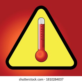 Caution sign, body temperature control by active coronavirus virus and the prohibition of physical contact. Covid-19 pandemic concept