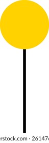 Caution Sign Circle Shape with Pole for Street Sign. Blank Frame Yellow and Black Color.