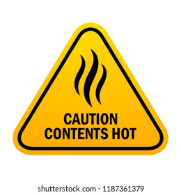 Caution sign contents hot, vector illustration on white background