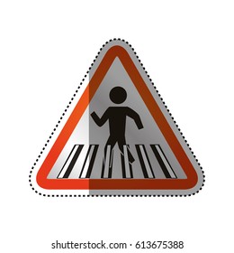 caution sign crosswalking pedestrian
