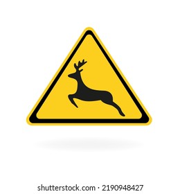 Caution sign, deer. Vector illustration