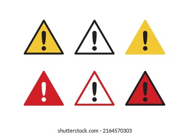 Caution sign. Exclamation sign icon. Isolated danger vector mark. Hazard triangle symbol. Yellow safety mark. Beware of danger icon on white backgound.