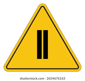 Caution Sign Featuring Two Horizontal Black Bars on Yellow Background