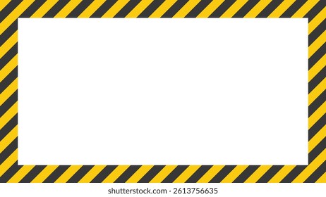 Caution sign frame with diagonal yellow and black stripes. Empty alert banner template for hazard warning, safety message or construction zone sign, isolated vector illustration.