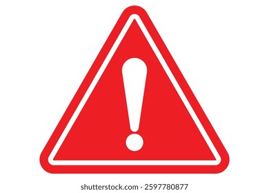 Caution sign. Hazard symbol in red color with white exclamatory symbol. Alert icon. Warning sign and symbol. Vector illustrator.