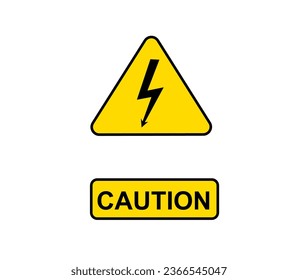 Caution sign. Hazard warning. Yellow sticker, label with an exclamation point. Vector illustration.