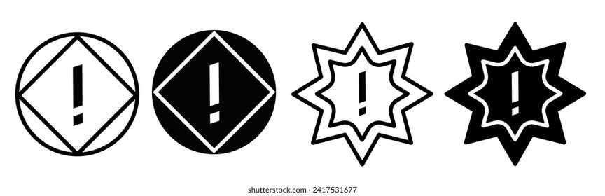 Icono de signo de precaución en blanco y negro. vector de stock.