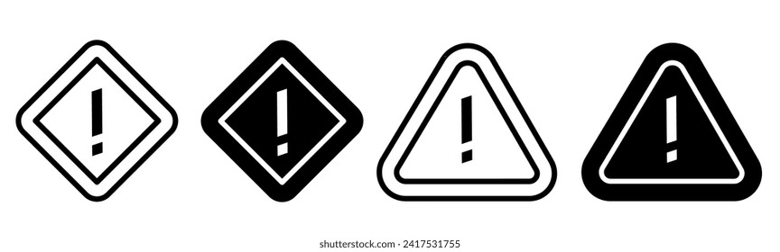 Vorsichtszeichen-Symbol schwarz-weiß. Stock-Vektorgrafik.