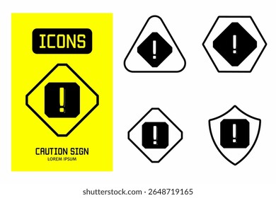 Icono de signo de precaución. Colección Ilustración vectorial de iconos para empresas. Diseño de icono negro.